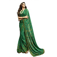 RAJESHWAR FASHION WITH RF Womens Printed Silk SareeWith Blouse(A39 GREEN_Green)