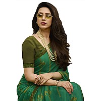 RAJESHWAR FASHION WITH RF Womens Printed Silk SareeWith Blouse(A39 GREEN_Green)