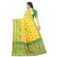 Blue Wish Womens Cotton & Silk Saree With Un-Stitched Blouse Piece (BW-75_Yellow)