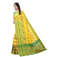 Blue Wish Womens Cotton & Silk Saree With Un-Stitched Blouse Piece (BW-75_Yellow)