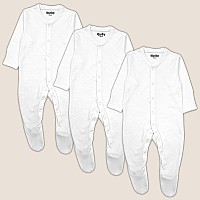 Tuddybuddy 100 Organic Cotton Multi Color Sleepsuitonesieromper For Baby Boy Baby Girl Pack Of 3 Sleepsuits Plain White