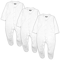 Tuddybuddy 100 Organic Cotton Multi Color Sleepsuitonesieromper For Baby Boy Baby Girl Pack Of 3 Sleepsuits Plain White