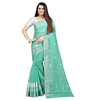 Indian Fashionista Stylish Cotton Silk Casual Wear Saree With Unstitched Blouse For Women Green