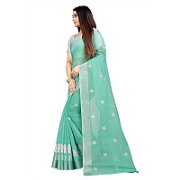 Indian Fashionista Stylish Cotton Silk Casual Wear Saree With Unstitched Blouse For Women Green