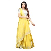 Indian Fashionista Stylish Cotton Silk Casual Wear Saree With Unstitched Blouse Piece For Women (Yellow)