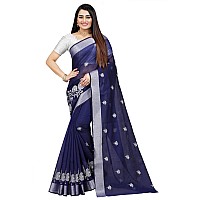 Indian Fashionista Stylish Cotton Silk Casual Wear Saree With Unstitched Blouse For Women (Blue)