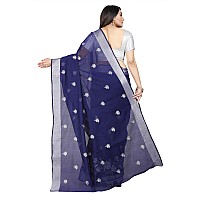 Indian Fashionista Stylish Cotton Silk Casual Wear Saree With Unstitched Blouse For Women (Blue)