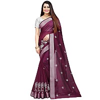 Indian Fashionista Stylish Cotton Silk Casual Wear Saree With Unstitched Blouse For Women Purple