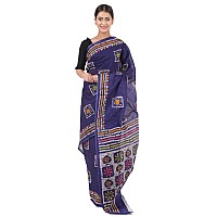 TAMAIRA FASHION Womens Plain Cotton Saree (AB12_Dark Blue)