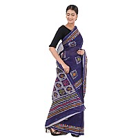 TAMAIRA FASHION Womens Plain Cotton Saree (AB12_Dark Blue)