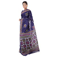 TAMAIRA FASHION Womens Plain Cotton Saree (AB12_Dark Blue)