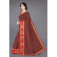 SOURBH Womens Woven Silk Blend Saree With Contrast Blouse Piece (22632_Maroon)