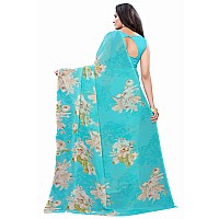 SIRIL Womens Pochampally Georgette Printed Saree with Blouse 1817S211 Aqua Blue Printed