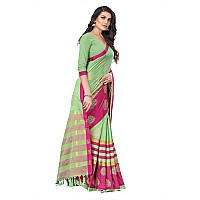 DHRUVI TRENDZ Womens Banarasi Cotton Saree With Blouse Piece (Dt-S181_Green)