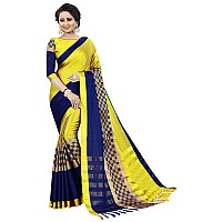 DHRUVI TRENDZ Womens Kanchipuram Cotton & Silk Saree With Blouse Piece (Dt-S1771_Yellow)