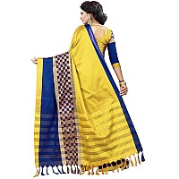 DHRUVI TRENDZ Womens Kanchipuram Cotton & Silk Saree With Blouse Piece (Dt-S1771_Yellow)