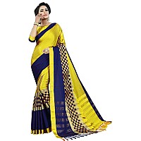 DHRUVI TRENDZ Womens Kanchipuram Cotton & Silk Saree With Blouse Piece (Dt-S1771_Yellow)