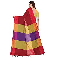 DHRUVI TRENDZ Womens Banarasi Cotton & Silk Saree With Blouse Piece (Dt-S1763&B4_Red)