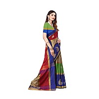 DHRUVI TRENDZ Women Cotton Saree(2021_Multicolour_Free Size)