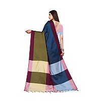 DHRUVI TRENDZ Womens Banarasi Cotton & Silk Saree With Blouse Piece (Dt-S1764&B4_Multicolour)