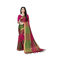 OM SAI LATEST CREATION Soft Cotton & Silk Saree For Women Half Sarees Under 349 2020 Beautiful For Women saree free size with blouse piece (Pink)