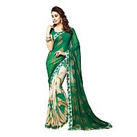 RAJESHWAR FASHION WITH RF Womens Foil Printed Georgette SareeWith Blouse(BHAVI GREEN NEW_Green)