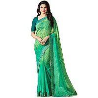 Shruhad Womens Georgette Printed Sarees Jacquard Lace Border Work Saree With Blouse Piece Multicolored Free Size 630 Mtr GRE