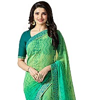 Shruhad Womens Georgette Printed Sarees Jacquard Lace Border Work Saree With Blouse Piece Multicolored Free Size 630 Mtr GRE