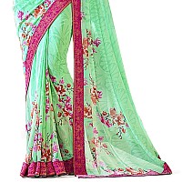 Shruhad Womens Georgette Printed Sarees Jacquard Lace Border Work Saree With Blouse Piece Multicolored Free Size 630 Mtr LIG