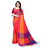 Satrani WomenS Poly Silk Woven STripes Saree With Blouse Piece (1398ST7646,Pink)