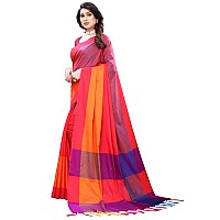 Satrani WomenS Poly Silk Woven STripes Saree With Blouse Piece (1398ST7646,Pink)