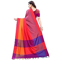 Satrani WomenS Poly Silk Woven STripes Saree With Blouse Piece (1398ST7646,Pink)