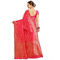 EthnicJunction Womens Kanjeevaram Silk Blend Woven Saree With Blouse Piece (Rani)