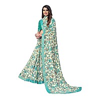 RAJESHWAR FASHION WITH RF Womens Floral Printed Georgette Sarees For Women With Jacquard Lace Border & Blouse(A15 FLOWER NEW_Multicolored_Free Size 6.30 Mtr)