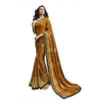 RAJESHWAR FASHION WITH RF Womens Floral Printed Moss Silk Saree For Women Foil Print Lace BorderWith Blouse(A39 YELLOW NEW_Multicolored_Free Size 6.30 Mtr)