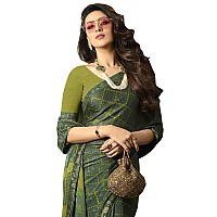 RAJESHWAR FASHION WITH RF Womens Printed Silk SareeWith Blouse(A39 GREEN CHECKS NEW_Green)