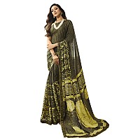 RAJESHWAR FASHION WITH RF Womens Moss Silk Printed Saree Foil Printed Lace Border Saree Piece(A39 Variation_Multicolored_Free Size 6.30 Mtr)