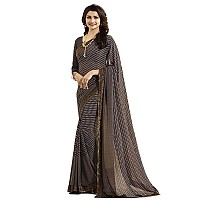 RAJESHWAR FASHION WITH RF Womens Checks Printed Georgette Sarees For Women With Jacquard Lace Border & Blouse(A16 BROWN NEW_Multicolored_Free Size 6.30 Mtr)