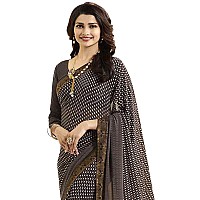 RAJESHWAR FASHION WITH RF Womens Checks Printed Georgette Sarees For Women With Jacquard Lace Border & Blouse(A16 BROWN NEW_Multicolored_Free Size 6.30 Mtr)