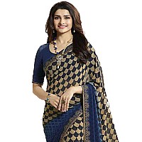 RAJESHWAR FASHION WITH RF Womens Checkered Printed Georgette Sarees For Women With Jacquard Lace Border & Blouse(A16 DARK BLUE NEW_Multi color_Free Size 6.30 Mtr)