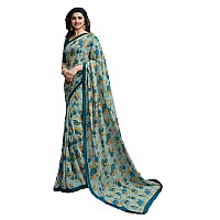 RAJESHWAR FASHION WITH RF Womens Printed Georgette SareeWith Blouse(A32 SKY BLUE NEW_Blue)