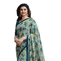 RAJESHWAR FASHION WITH RF Womens Printed Georgette SareeWith Blouse(A32 SKY BLUE NEW_Blue)