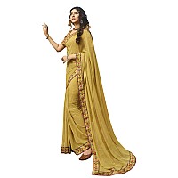 RAJESHWAR FASHION WITH RF Womens Printed Georgette SareeWith Blouse(A40 YELLOW NEW_Yellow)