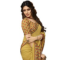 RAJESHWAR FASHION WITH RF Womens Printed Georgette SareeWith Blouse(A40 YELLOW NEW_Yellow)