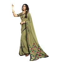 RAJESHWAR FASHION WITH RF Womens Printed Georgette SareeWith Blouse(A40 MAHENDI NEW 2_Mehndi)