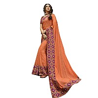 RAJESHWAR FASHION WITH RF Womens Printed Georgette SareeWith Blouse(A40 ORANGE NEW 2_Orange)