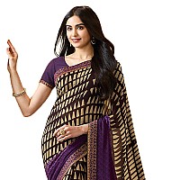 RAJESHWAR FASHION WITH RF Womens Geometric Printed Georgette Fancy Sarees For Festival Jacquard Lace Border & (Purple)