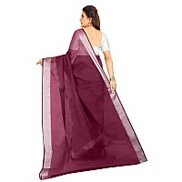 Indian Fashionista Stylish Cotton Silk Casual Wear Saree With Unstitched Blouse For Women (Plainpurple)