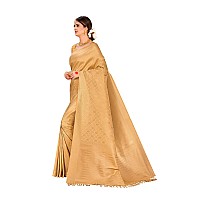 Vardha Womens Kanchipuram Raw Silk Saree with Unstitched Blouse Piece - Zari Woven Work Sarees for Wedding (Kanchipuram Silk, 333, Beige)