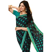 RAJESHWAR FASHION WITH RF Womens Floral Printed Georgette Fancy Sarees For Festival With Jacquard Lace Border & Unstitched Blouse Piece(A20 BLUE GULAB NEW_Free Size 6.30 Mtr)